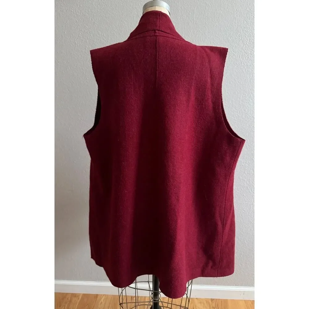 Beyond Threads 2X Red‎ Alpaca Wool Vest EUC Peru Artsy Plus Size